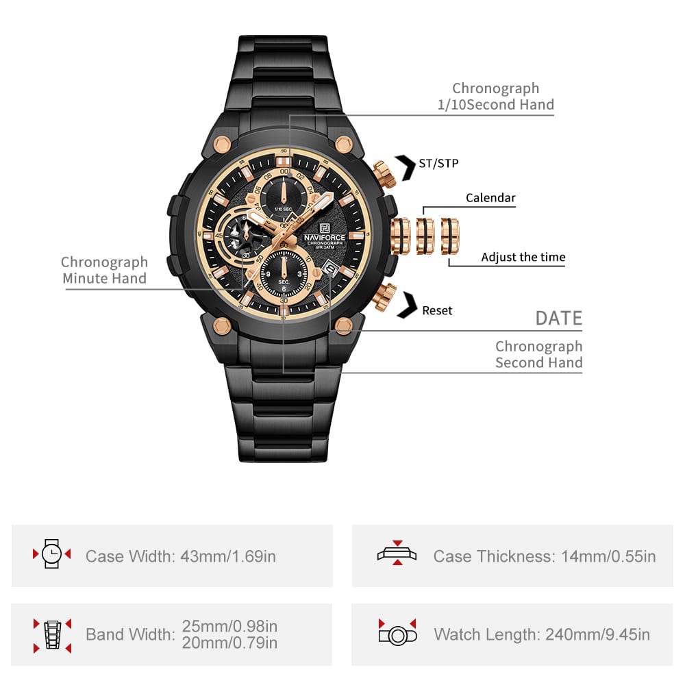 ساعت مردانه نیوی فورس NF8071 black - تصویر ۴