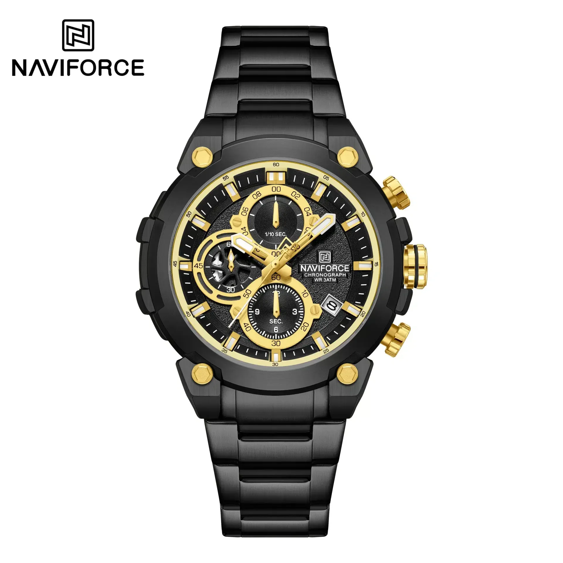 ساعت مردانه نیوی فورس NF8071 black-gold - تصویر ۲