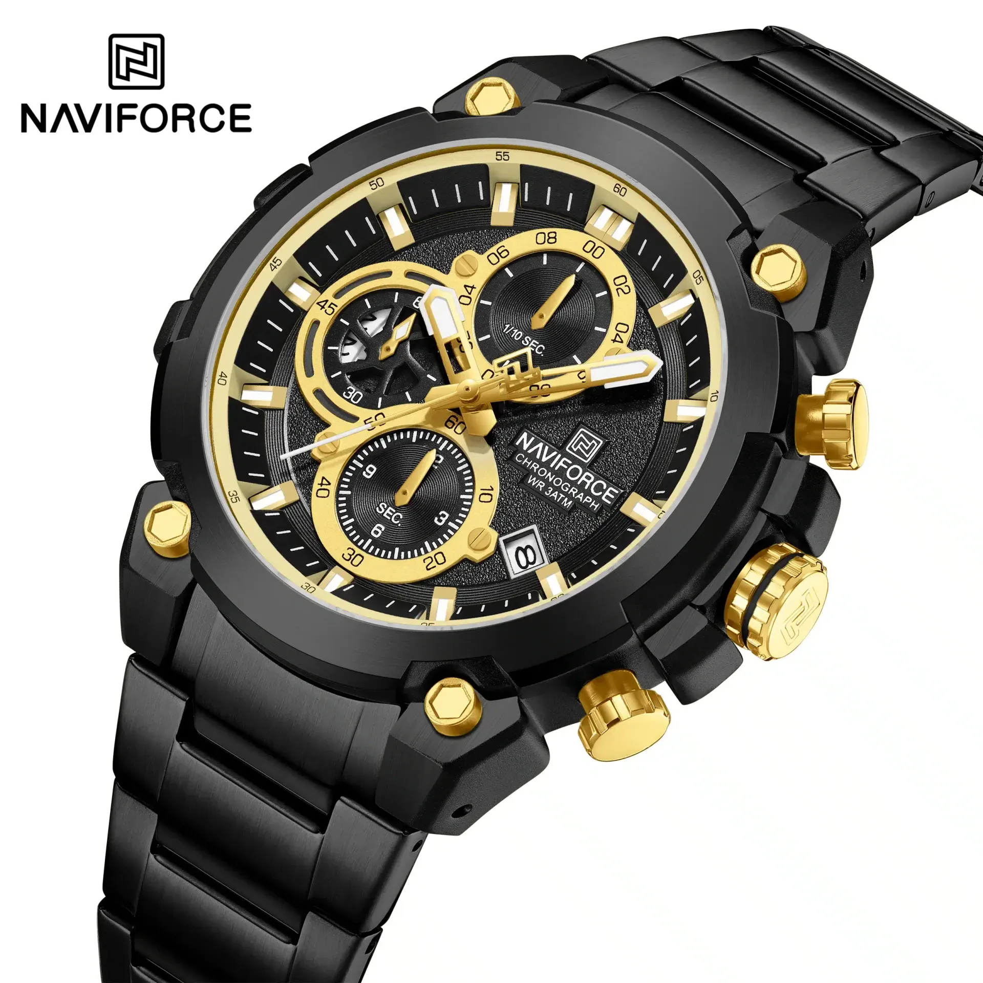 ساعت مردانه نیوی فورس NF8071 black-gold - تصویر ۳